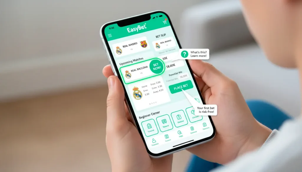 Simple betting interface for beginners on mobile device