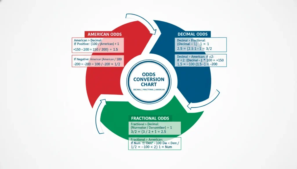Comprehensive odds conversion formulas between decimal, fractional and American formats
