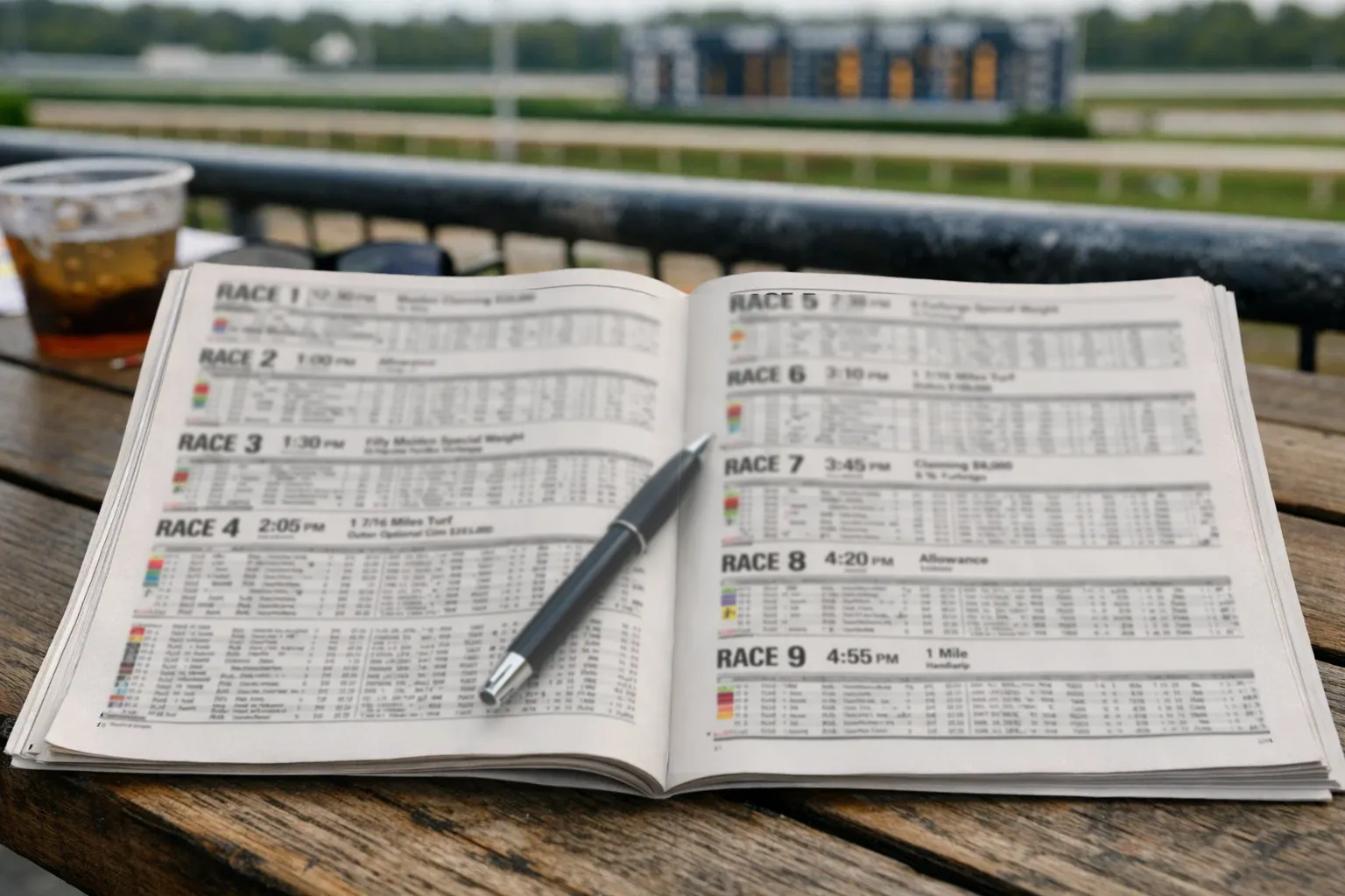 Horse racing program showing multiple races on the daily card